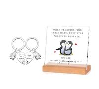 Rolcheleego Penguin Couple Keychain & Acrylic Decor Set, Valentine's Day Anniversary Romantic Gift, Love Memorial Sweet Decoration, Creative Couple Interaction Combo