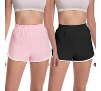 Rolcoassuns 2 Pack Women's Running Shorts Cotton Lounge Summer Athletic Gym Sweat Cycling Hiking Sports Dolphin Shorts Black/Pink