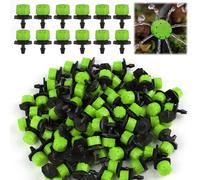 Rolcoassuns 200Pcs 1/4 Inch Adjustable Irrigation Drippers, 360° Micro Drip Emitters for Garden Watering System, Anti-Clogging Sprinklers for 4mm/7mm Hoses, Green