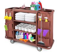 Rolcoassuns Multifunctional Hotel Cart, Commercial Cleaning & Housekeeping Trolley with Large Capacity Bag and Wheels