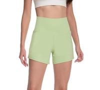 Rolcoassuns Women's 2 in 1 Running Shorts High Waisted Athletic Workout Gym Yoga Sweat Shorts Lounge Pants with Pocket Cute Clothes Light Green