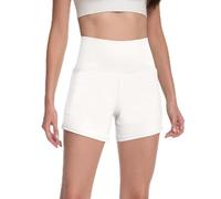 Rolcoassuns Women's 2 in 1 Running Shorts High Waisted Athletic Workout Gym Yoga Sweat Shorts Lounge Pants with Pocket Cute Clothes White