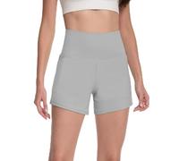 Rolcoassuns Women's 2 in 1 Running Shorts High Waisted Athletic Workout Gym Yoga Sweat Shorts Lounge Pants with Pocket Cute Clothes Light Gray