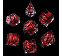 Role dice Dragon Eye DND Dice Set, 7pcs Liquid Core Dice with Gift Box, Handmade Sharp Edge Resin Dice for Role Playing Dungeons and Dragons Ttrpg(Red)
