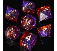 Role dice Dragon Eye DND Dice Set, 7pcs Liquid Core Dice with Gift Box, Handmade Sharp Edge Resin Dice for Role Playing Dungeons and Dragons Ttrpg(Purple&Brown)