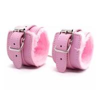 Role Play Bondage Handcuffs Restraints - Fluffy BDSM Faux Leather Slave Cuffs - Perfect for Handcuffs Police Costume Hand Cuffs Accessories Sex Accessories Secret Sinners (Pink)