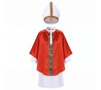 Role Play Costume Ceremony Outfit Long Sleeved Robe Red Cape Patterned Trim Hat Spandex Material Suitable For Themed Dressing Up Home Entertainment, Red, S