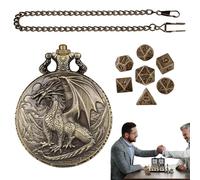 Role Play Dice Set - Dragon Pattern Watch Case Polyhedral Dice Metal Fantasy Table Accessory Set | Adventure Companion for Friends, Family Campaign Nights, Quests, St