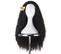 Role Play For Movie Cosplay Wigs,Princess Wig with Flower,Long Curly Black Synthetic Heat Resistan Fiber Full Machine Wig Party None Lace Side Parting for Women Daily Use
