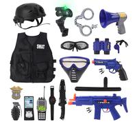 Role Play Police Force Play Set with a Vest, Helmet, Toy Grenades and More Police Accessories with a Storage Backpack- Great for Kids