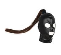 Role Play Steampunk Accessories of Unisex Leather Fetish Mask with Hair Ponytail Sexy Chest Belt Bondage Headgear Black One Size