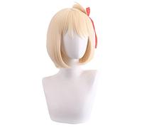 Role Play Wig For Anime Chisato Nishikigi Cosplay Wig Short Light Golden Hair Carnival Party Wigs