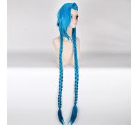 Role Play Wig For Jinx Cosplay Wigs Blue Double Ponytail Braids Long Hair Halloween Party