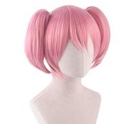 Role Play Wig For Puella Magi Madoka Magica Kaname Cosplay Wig Pink Clip Ponytails Hair