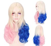 Role Play Wig Pink Blue Mixed Medium Length Hair Halloween Cos Props