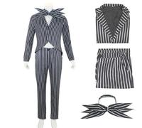 Role playing Christmas Eve horror Jack Cos dress skeleton Jack men and women full set of Christmas and Halloween costumes new XL black