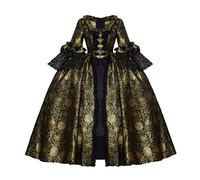 RoleplayCos Queen Marie Antoinette Rococo Ball Gown Gothic Victorian Dress Costume 18th Century Colonial Dress Women (M, Black and gold)