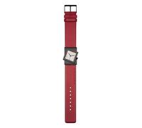 ROLF CREMER Women's Watch Turn S 507711 with Red Genuine Leather Strap, White Dial in Black Stainless Steel Case, red, Strap.