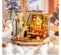 Rolife 1:18 Retro Living Room Wooden DIY Miniature DollHouse with LED Xmas Gifts