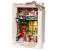Rolife 3D Puzzle Santa's Toy Shop, 122-Piece Wooden Puzzle for Adults, Snap-Fit Model Kit with Touch-Activated LED Lights, Ideal DIY Miniature House Kit for Christmas Decor Framed Wall Art