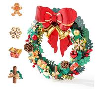 Rolife 3D Puzzles for Adults Christmas Wreaths for Front Door, Artificial Eucalyptus Wreath for All Seasons, Indoor and Outdoor Wreath with Red Bow&Golden Bell, LED for Christmas Decor (16in, 433pcs)