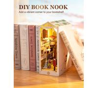 Rolife 3D Wooden Book Nook Kit DIY Miniature House Book Nook Model LED Bookshelf