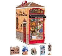 Rolife Book Nook Kit for Adults, 8H Wisdom Stationery Shop with Light