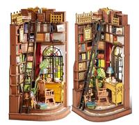 Rolife Book Nook Kit for Adults DIY Miniature Kit with Lights Silent Corner Study Booknook Model Kits for Adults to Build 3D Wooden Puzzle for Desk Library Bookshelf Decoration