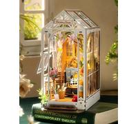Rolife Book Nook Kits for Adults Diy Miniature Kit with Light for Desk Library Bookshelf Decoration 3D Wooden Puzzle Greenhouse Booknook Model Kits for Adults to Build Gifts for Women