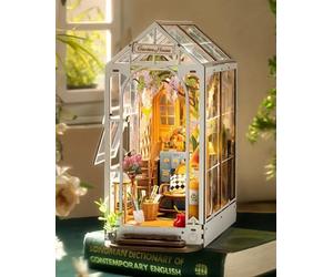 Rolife Book Nook Kits for Adults Diy Miniature Kit with Light for Desk Library Bookshelf Decoration 3D Wooden Puzzle Greenhouse Booknook Model Kits for Adults to Build Gifts for Women