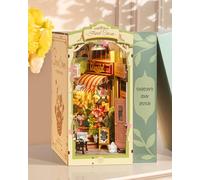 Rolife Book Nook Kits for Adults Diy Miniature Kit with Lights for Bookshelf Desk Library Decoration 3D Wooden Puzzle Floral Corner Booknook Model Kits for Adults to Build TGB09
