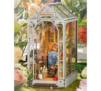 Rolife Book Nook Kits for Adults Gardenhouse DIY Miniature House Kit 3D Puzzles Bookends Bookshelf Decoration Christmas Birthday Gifts for Girls Women LED Lights