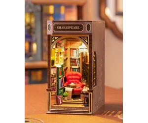 Rolife Book Nook Kits for Adults Shakespeare's Bookstore 3D Puzzles Miniature Dollhouse Models Kit for Adults to Build Bookshelf Decoration Halloween Christmas Birthday Gifts for Girls