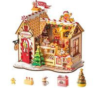 Rolife Christmas Dollhouse Gingerbread House DIY Miniature House Kit Wooden Miniature Model Kit Doll House Christmas Home Decoration Creative Gift for Adults and Teens