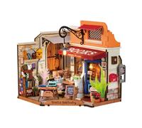 ROBOTIME DIY Miniature House Kit - Corner Bookstore - Wooden - Brown - Rustic European - 1:3 Scale