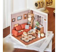 Rolife Cozy Living Lounge DIY Miniature House Kit Dollhouse Room Box