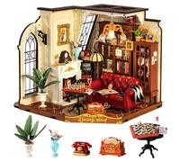 Rolife DIY Miniature House Catherine's Living Room Wooden Dollhouse Model Kit for Adults to Build Miniature Dolls House Home Decoration Birthday Gift for Girls