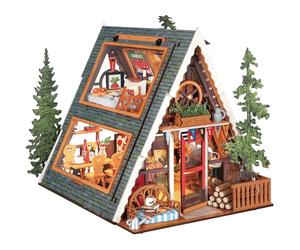 Rolife DIY Miniature House Kit A-Frame Cabin Wooden Model Kit Natural Healing Dollhouse Fairytale Forest Cabin Therapeutic Crafts Home Decoration Creative Gift for Adults