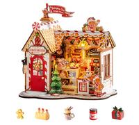 Rolife DIY Miniature House Kit Christmas Gingerbread House, 250-Piece Model Kit Dolls House for Teens Adults No Glue Needed, 3D Puzzle Mini House Building Kit 6-Hour Assembly Decor