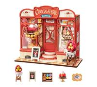 Rolife DIY Miniature House Kit Mini Store Series Wooden Miniature Model Kit Mini Dollhouse Building Set Book Nook Kit Home Decoration Gift for Adults and Teen (Sweet Chocolate Shop)