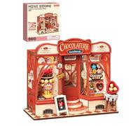 Rolife DIY Miniature House Kit Sweet Chocolate Shop, 98-Piece Model Kit Dolls House for Adults Teens No Glue Needed, 3D Puzzle Mini House Building Kit 1.5-Hour Assembly Book Nook Craft Kit