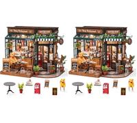 Rolife DIY Miniature House Kit Tipsy Restaurant - Model Kits Miniature Dolls House Kit for Adults Mini House Home Desk Bookshelf Decoration Idea (Pack of 2)