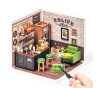 Rolife DIY Miniature House Kits Super World Series Dollhouse Model Kits with Accessories Hobbies of Women Christmas Birthday Gift for Kids and Adults (Leisurely Cheers Bar)