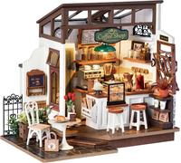 Rolife Dollhouses Caf? Miniature Wooden Doll House Kit with Furniture Wooden LED