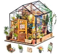 Rolife Greenhouse, DIY Miniature House Kits, Cathy's Flower House | Advanced Level, 7.5 Hours, Wooden Dollhouse, Glue Free, Stress Relief Handmade Craft Kits, Birthday Gift for Women
