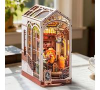 Rolife Holiday Café Book Nook Kit for Adults to Build with Light Glue-Free | Greenhouse Booknook, DIY Miniature House Model Kits, 3D Wooden Puzzle, Dust Cover Bookshelf Decoration, Gift for Crafters