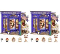 Rolife Model Kit Wooden Dollhouse, Leisure Time Tea Room (Pack of 2)