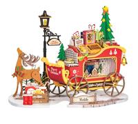 Rolife Reindeer Express DIY Miniature House Kit for Adults, Christmas Decor | Intermediate Level, 2.5 Hours, Wooden Moving Sleigh Model Kit with Reindeer, Novelty Decoration, Gift for Craft Beginner