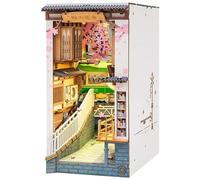 Rolife Sakura Densya Book Nook Kits for Adults DIY Miniature Kit with Light for Desk Library Bookshelf Decoration 3D Wooden Puzzle Booknook Model Kits for Adults to Build Gifts for Women