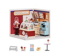 Rolife Super Creator - Flavorful Ice Cream, DIY Miniature House Kits with Light, Mini Dollhouse for Collectible Action Figures, Rolife Model Kit for Adults, Perfect Christmas Birthday Gift